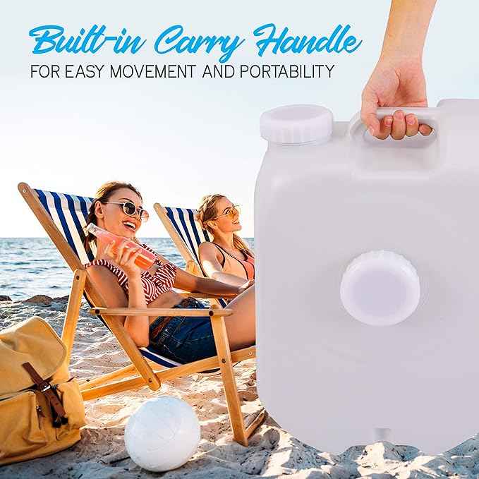 SereneLife 24L Compact Portable Water Tank - Non-toxic Water Container Reservoir W/Carry Handle - For Outdoor Social Events, Work Sites, Camping, Boating, Emergency Preparedness -SLCAWT20