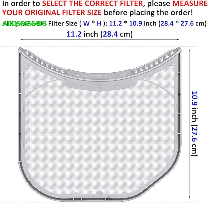 ADQ56656403 Lint Filter Replacement for LG Dryers and WashTowers, Rim without Felt Seal, Ultra Durable Lint Screen Trap with Dryer Vent Lint Brush - AquaVibe