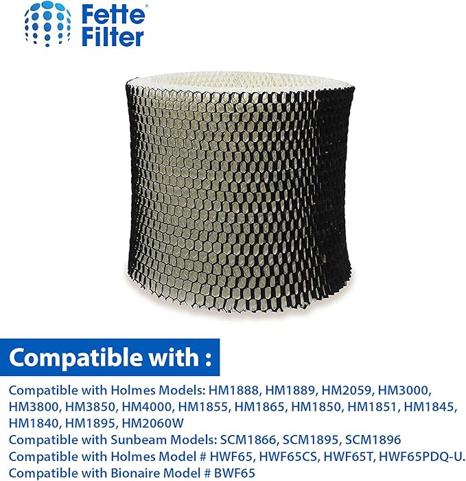 Fette Filter - Humidifier Wicking Filter Compatible with Holmes HWF65, HWF65PDQ-U - Filter C. (Pack of 6)