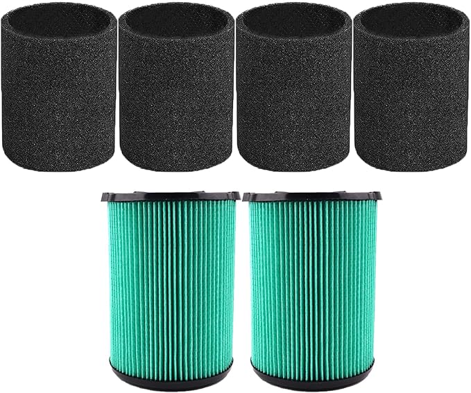 2 Pack VF6000 Filter for Ridgid Shop Vac 5-20 Gallon Wet Dry Vacuums WD5500 WD0671 WD6425 WD7000 WD1280 WD1851 WD1680 WD1956 RV2400A 1400RV RV2600B（with 4pcs Foam Sleeve） - AquaVibe