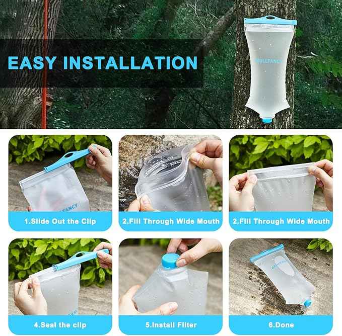 Water Bag 2L Durable TPU Material, BPA & PVC Free Squeeze Pouch, Collapsible Hydration Canteens for Camping Hiking Cycling Fishing or Traveling Suitable for Sawyer Squeeze Water Filter