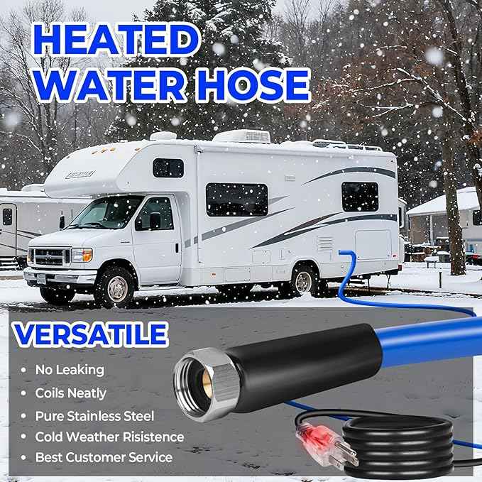 100FT Heated Water Hose for RV,Rv Heating Water Hose,-45 ℉ Antifreeze Heated Garden Water Pipe,Rv Accessories for Camper