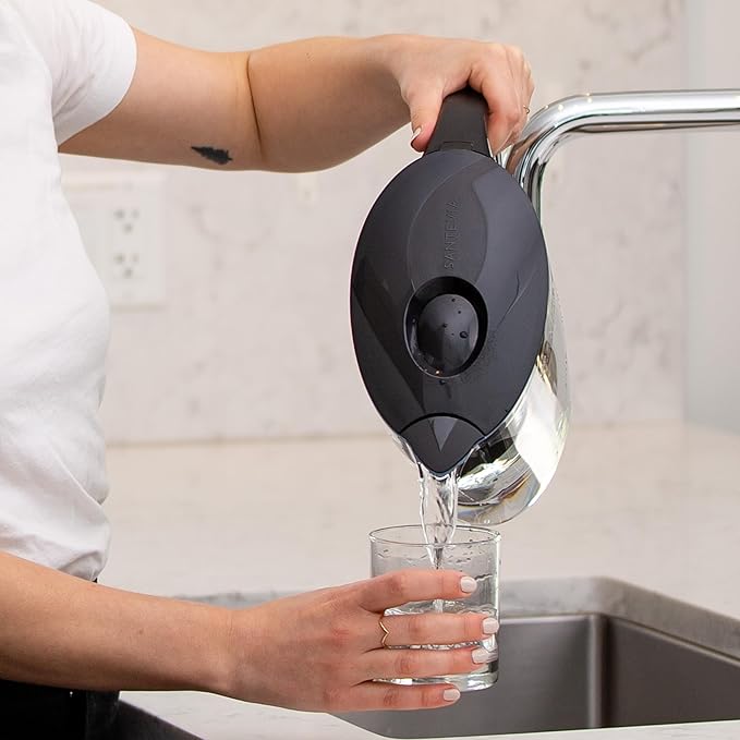 Santevia MINA Alkaline Water Filter Pitcher & Single Replacment Filter | Chlorine and Lead Filter | Water Purifier Pitcher | Home Water Filtration Pitcher | 9-Cup at Home Water Filter | Made in Canada