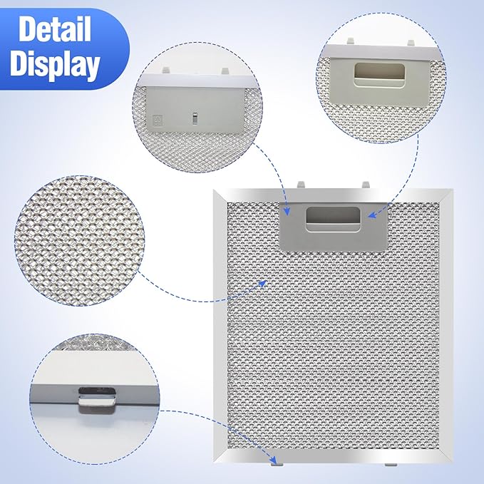 W10915369 Range Hood Filter 2 Pack - Aluminum Frame & Mesh, Universal Grease Filter (8.75"x7.5"x0.35") by oneket