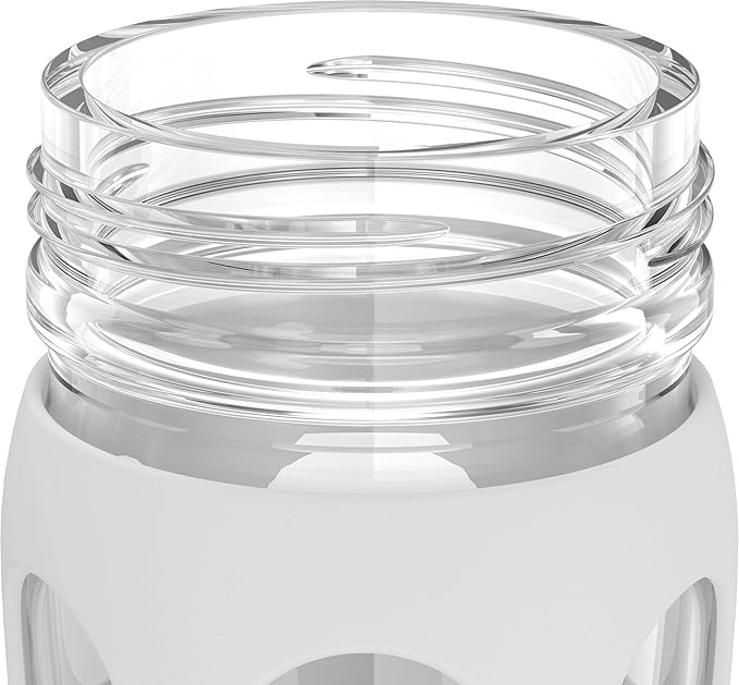 Lifefactory 22-Ounce BPA-Free Glass Water Bottle with Classic Cap and Protective Silicone Sleeve, White