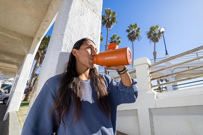 LifeStraw Go Series — Insulated Stainless Steel Water Filter Bottle for Travel and Everyday Use Removes Bacteria, Parasites and Microplastics, Improves Taste, 1L Laguna Teal