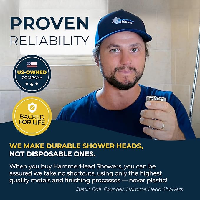 HammerHead Showers® Solid Metal Handheld Shower Head with Hose and Brass Holder - MATTE BLACK - 2.5 GPM High Pressure Shower Heads with Adjustable Shower Wand Bracket - 6ft Flexible Extension