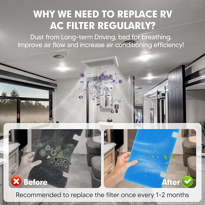 6-PCS RV Air Conditioner Filter RV AC Replacement RV Air Filters 3313107.103,3105012.003 Filters For Dometic Air Grille 14" x 7.5" MERV 6 Air Filters Reusable and Washable - AquaVibe