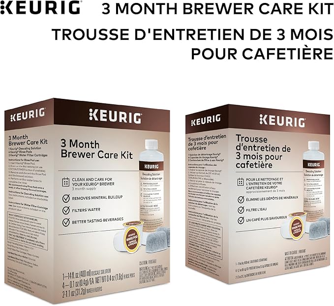 Keurig K-Mini Single Serve Coffee Maker & 3-Month Brewer Maintenance Kit Includes Descaling Solution, Water Filter Cartridges & Rinse Pods, Compatible Classic/1.0 & 2.0 K-Cup Coffee Makers, 7 Count