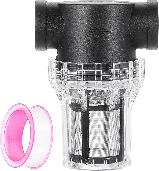 uxcell Pressure Washer Filter 3/4" NPT Female Thread, Inline Mesh Strainer Attachment, Stainless Steel Screen with Sealant Tape for Outdoor Gardening Inlet Water (Size:80 Mesh) - AquaVibe