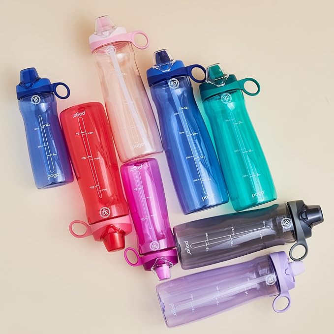 Pogo BPA-Free Tritan Plastic Water Bottle with Chug Lid, 18 Oz, Grey