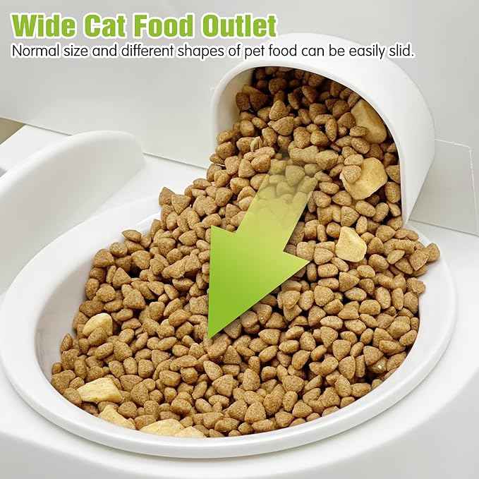 Fhiny Gravity Cat Feeder and Water Dispenser, 2 in 1 Gravity Feeder Dry Food & Waterer with Removable Ceramic Bowl, Self Feeding Station for Indoor Cats, Kittens, Puppies - Easy Clean (Grey)
