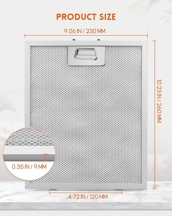 2 Pack Range Hood Filter Fit for Broan B5 Series, 9x10.25 Inch 5-Layer Stainless Steel Mesh Hood Vent Grease Filter, 230x260mm, Replacement S97018029, 1932913 - AquaVibe
