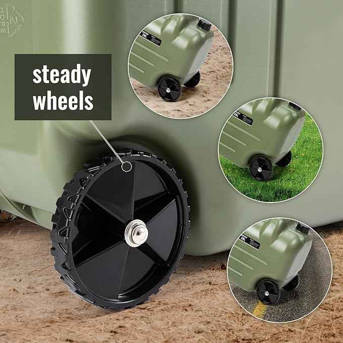 7.4 Gallon Water Jug with Wheels & Folding Handle, Rolling Wheel Water Storage Tank for Hiking Camping, Portable
