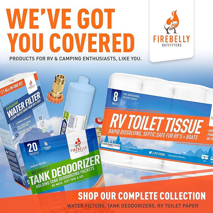 Firebelly Outfitters RV/Marine Inline Water Filter - KDF & GAC Filtration System for RV, Camper, Boat & Outdoor Use - Protects Against Bad Taste, Odor, Chlorine, Iron, Sediment & More - (2 Pack)