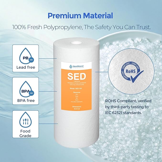 5 Micron 10" x 4.5" Whole House PP Sediment Water Filter Replacement Cartridge for Culligan WH-HD200-C,HD-950A, Aqua-Pure AP801B,AP801T,AP801-C,APWC801,APWC801-C, 2PACK