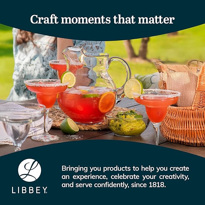 Libbey Acapulco Large Glass Pitcher Set of 2, 89 Oz, Clear, Tall Bubble Glass Pitchers with Handle, Modern Pitcher Set for Iced Tea, Punch, and More