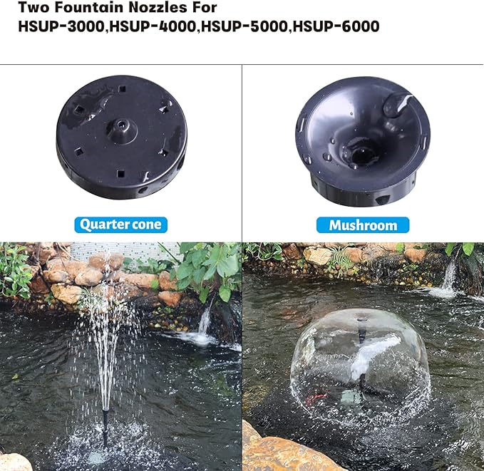 WaterRebirth HSUP5000F Versatile Submersible Pump - Fountain Jets for Ponds, Fish Tanks, Water Gardens - Aquarium & Pond Pump (5000L/H) - AquaVibe