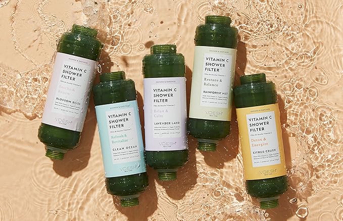 VOESH Vitamin C Shower Filter, Clean Ocean, Shower Aromatherapy, Water Purifier, Water Softener, Vegan Probiotics, Spa Shower Head, Water Filter, Shower Self-Care