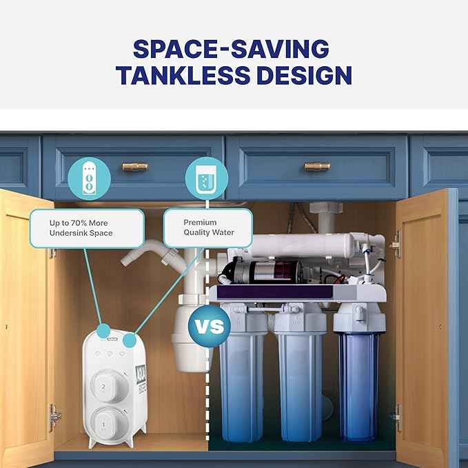 NU Aqua Tankless Reverse Osmosis System - 7 Stage Under Sink Reverse Osmosis Water Filter System - 2:1 - LED Kitchen Countertop Smart Faucet - 600 GPD Tankless RO Water Filtration System Under Sink