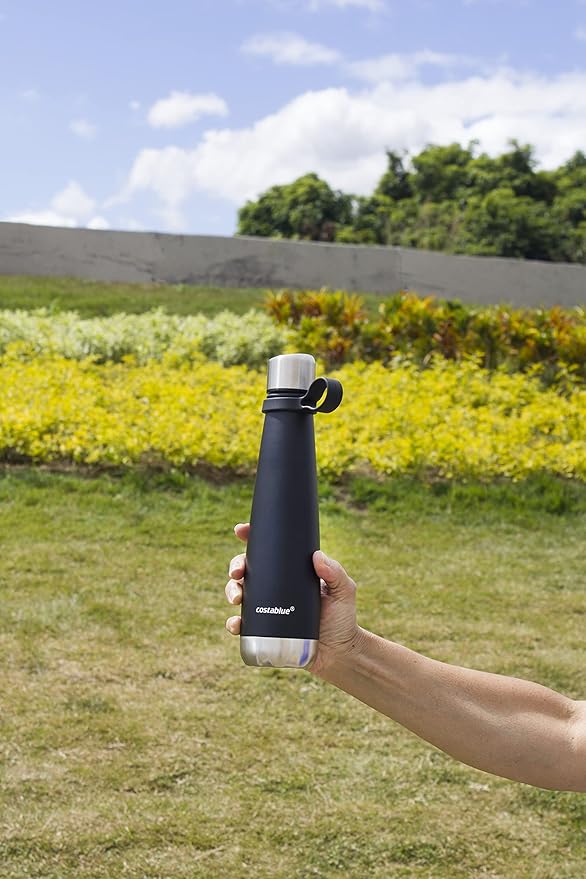 Insulated Water Bottle - On-The-Go Refillable Stainless Steel Water Bottles For Adults, Reusable Thermos Travel Tumbler With Leak-proof Lid For Hot & Cold Beverages (17Oz. Blue)
