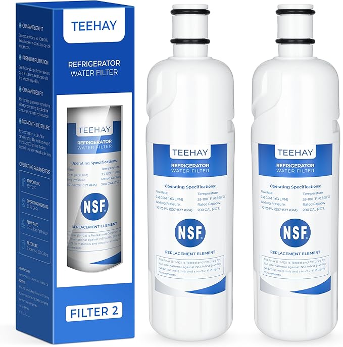 TEEHAY W10413645A Water Filter 2 Replacement, Compatible with Everydrop Filter 2, EDR2RXD1, Whirlpool WHR2RXD1, P9KB2L, P9RFKB2L, Whirlpool WRX986SIHZ, WRF757SDHZ, WRF767SDHZ, WRF736SDAM, 2 Pack