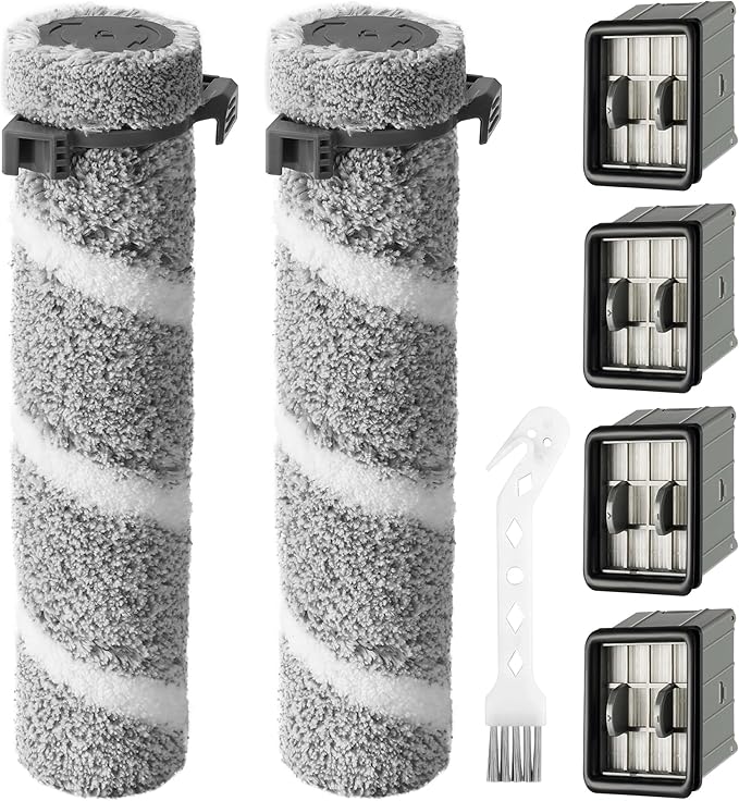 3930F 3933 3930 Brush Roll Filter Replacement Kit for Bissell CrossWave OmniForce Edge Cordless Multi-Surface Hard Floor Cleaner Wet Dry Vacuum, 2 HEPA Filters, 4 ZeroGap Brush Roll, 1 Cleaning brush - AquaVibe