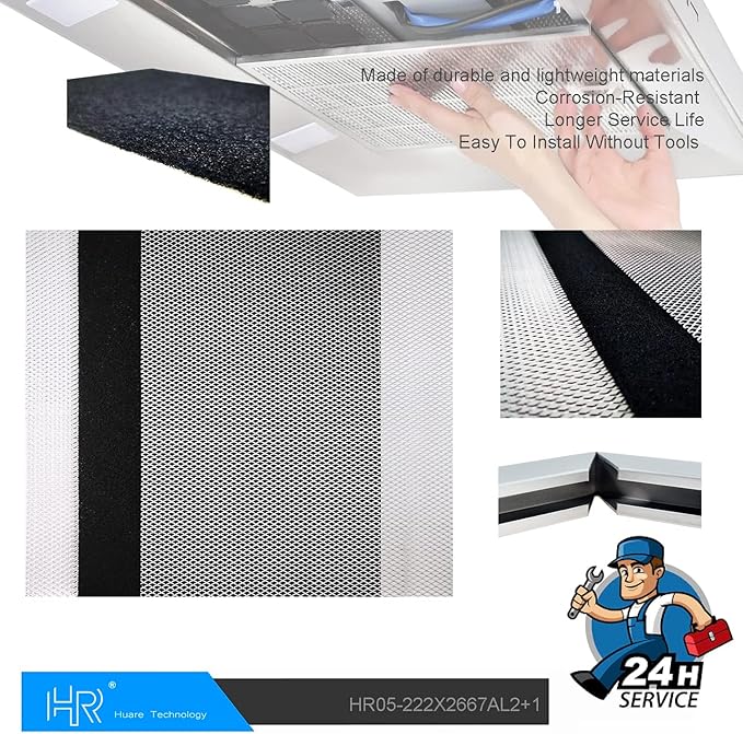 HR Huare Technology 97007696 Charcoal Range Hood Filter, Size 8-3/4 x 10-1/2 Inch, fits Broan,Kenmore,Nutone, Alternative S88152, K7588, S51113711, 41F, 4Pack