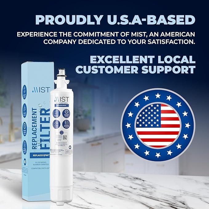 Mist RPWF Water Filter Replacement for GE RPWF (Not RPWFE), Refrigerator Water Filter compatible with RWF1063, RWF3600A, WSG-4, DWF-36, R-3600, MPF15350, OPFG3-RF300, BCF77 (2 Pack)
