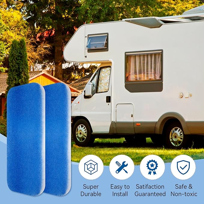 12.875” x 5.5” RV AC Air Filter Replacement Compatible with Entegra Luxury Fifth Wheel Air Conditioner - 4 Pack Air Conditioning Unit RV Foam Pad for Camper Vent MERV 6 AC 160g Filter, Blue - AquaVibe