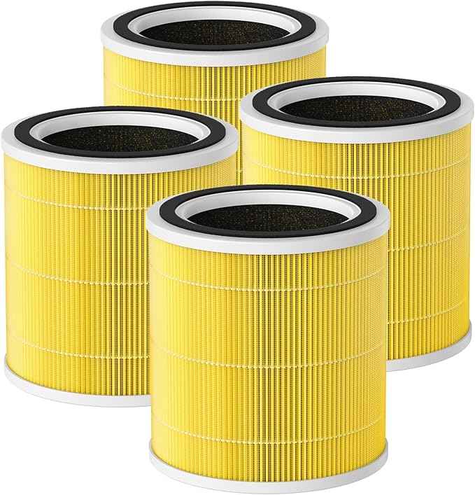 4 Pack AC400 Replacement Filter for Purivortex AC400 Air Purifier, 3-in-1 Pet Care Filter Replacement, Yellow - AquaVibe
