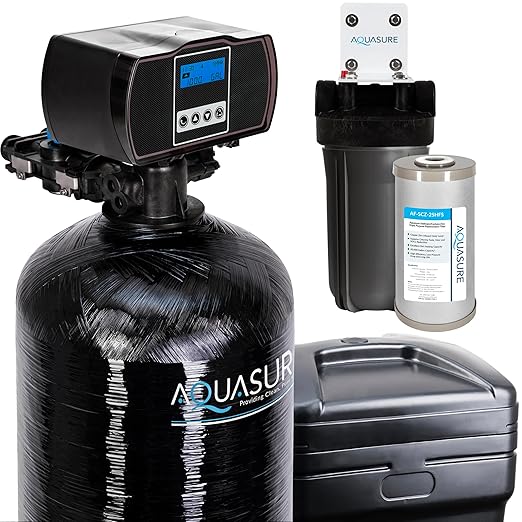 Aquasure Harmony Series 70,000 Grains Whole House Water Softener with Automatic Digital Metered Control Head | Fine Mesh Resin for Iron Removal, Reduces Hardness & Improves Water | for 4-6 bathrooms