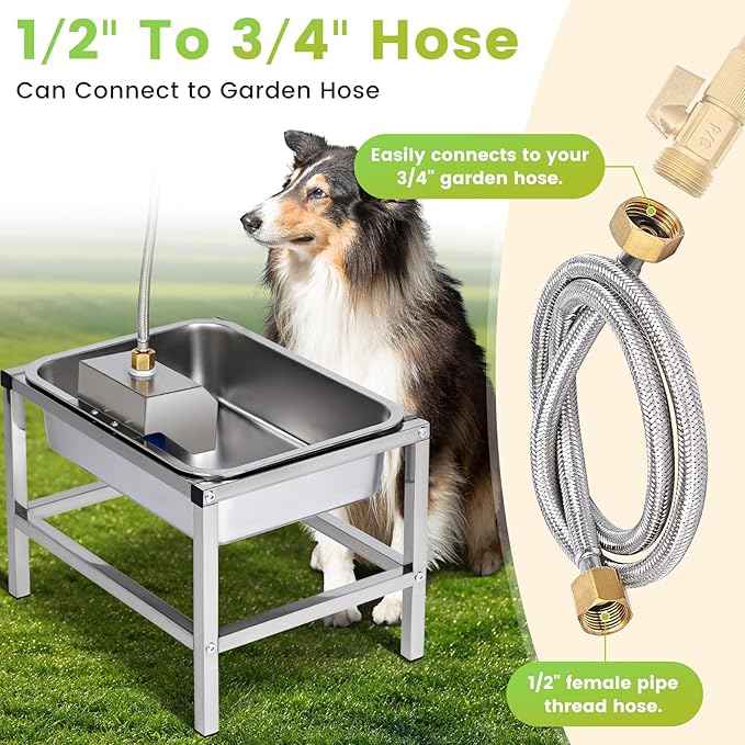 3Gal Automatic Dog Water Bowl Dispenser Large Breed Elevated Outdoor Large Dog Water Bowl with Stand Raised Stainless Auto Fill Waterer with Float Valve for Big Dogs Pets Cats Chicken Livestock