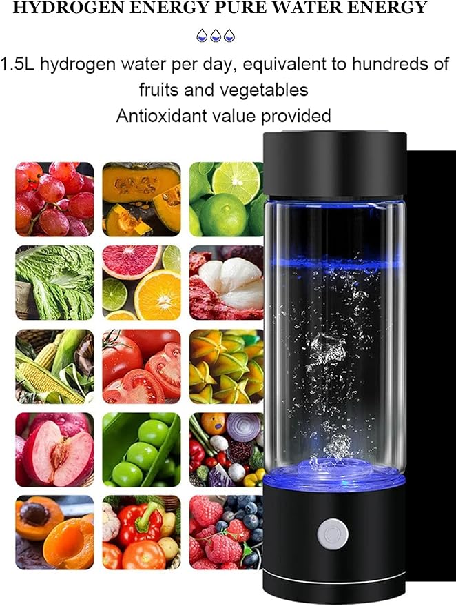 500ML Portable SPE/PEM Hydrogen Water Bottle, with Gas Vent, USB Rechargeable Alkaline Ionizer Maker, Can Absorb Hydrogen, High Temperature Resistance