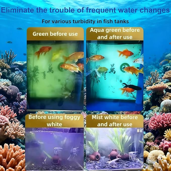 Powerful Aquarium Water Purification Tablet for Fish Tank,Water Purification Tablets for Fish Tank,Remove All Kinds of Turbidity from Fish TankWater (2PC)