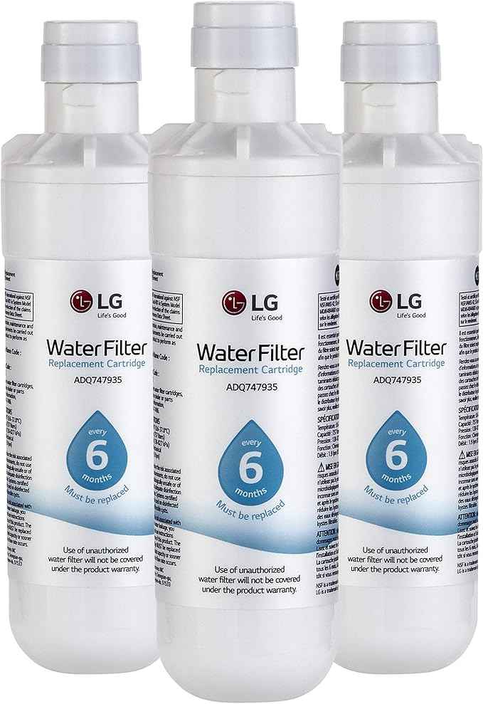 LG LT1000P3 6-Month / 200 Gallon Refrigerator Replacement Water Filter, 3 Count (Pack of 1), White