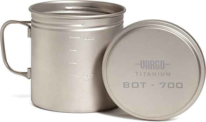 Vargo Titanium BOT Series | Vargo BOT - 700 | Titanium Cooking Pot and Water Bottle with Foldable Handles and Watertight Lid | 700ml (23 oz.)