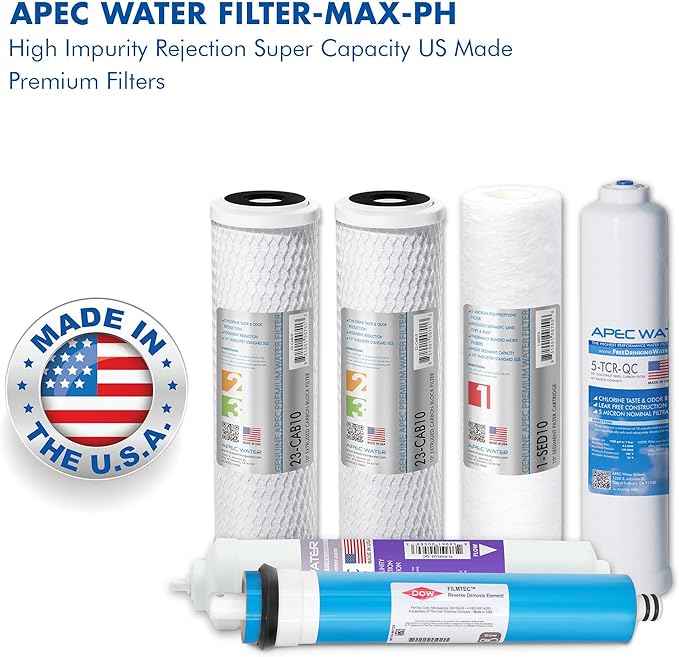 APEC 90 GPD Complete Replacement Filter Set for Ultimate Series Alkaline Reverse Osmosis Water Systems (Filter-MAX-PH)