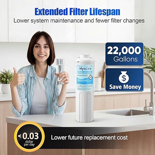 Under Sink Water Filter System Compatible with PUREPLUS WFC5300A, 22000 Gallons High Capacity 3 Year Filtered Water Filtration System for Kitchen Sink, RV, Removes Lead, Chlorine and Odor