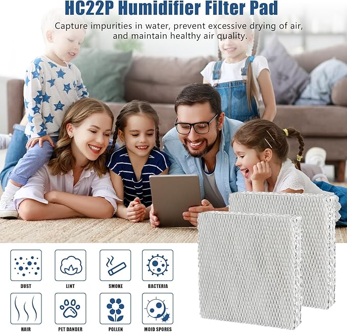 Alocs HC22P Humidifier Filter Pad Replacement for Honeywell HE100, HE150, HE220, HE225 HE240 HC22A1007, Aprilaire 110 220 Humidifier Filter Wicks (2 Pack) - AquaVibe