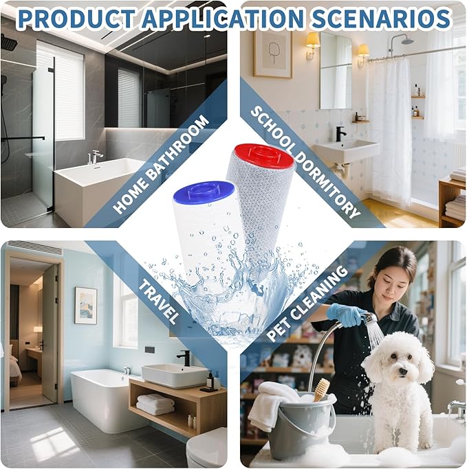 Replacement Filter Set for Weddell Duo - High-efficiency Shower Water Filtration System that Removes Chlorine/PFAS/Contaminants for Better Skin and Hair Health (Blue*2)
