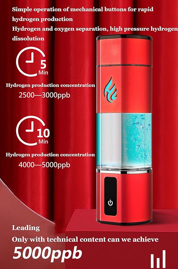 300ML Portable Hydrogen Water Generator, 5000PPB High Concentration Hydrogen Water Generator, with Breathing Light, Relieve Fatigue and Improve Sleep