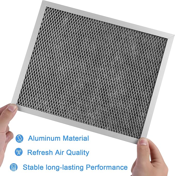 2 Pack Replacement Air Filter For 41F, 97007696, 97005687 Broan Nutone Range Hood Grease Mesh Charcoal Carbon Combo - Filter Size 8.75 x 10.5 x .44 Inches - AquaVibe