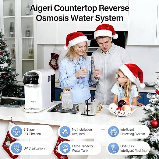 Portable Countertop Reverse Osmosis Water Filter with UV, 5-Stage RO Filtration System, No Installation Needed, 5:1 Pure to Drain Ratio, Compact Water Purifier for Home, Office & RV