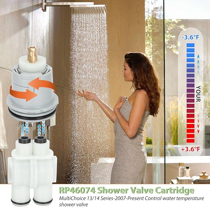 RP46074 Shower Valve Cartridge Assembly Compatible For Shower and Tub 13/14 Series Faucet, Single-handle Universal Valve Replacement Monitor Cartridge with RP22734 Bonnet NutNut.