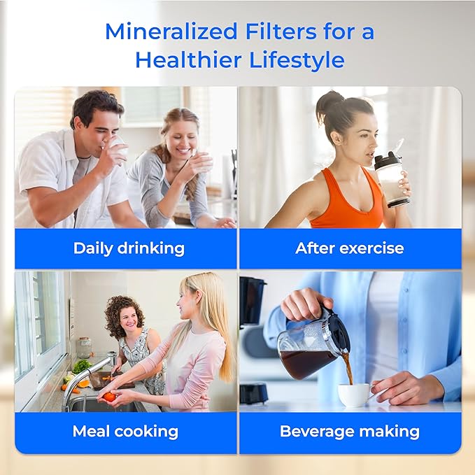 Waterdrop Alkaline Water Filter System for Sink WD-ALK16, Mineralizing Water to 9.5 pH, NSF/ANSI 372 Certified, Compatible with Reverse Osmosis Systems, Under Sink Installation
