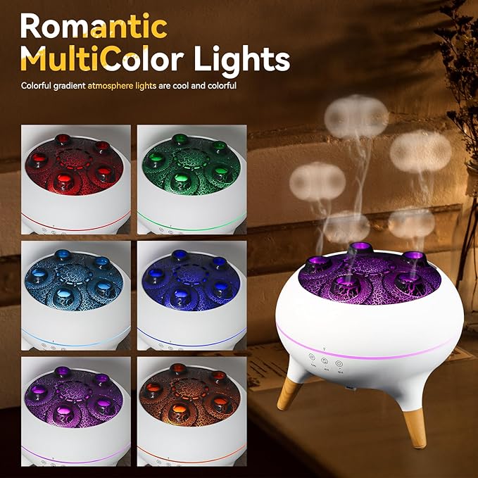 Essential Oil Diffuser 250ML, Jellyfish Mist Aromatherapy Humidifier with 7 Colors LED Lights Dynamic Sound Pickup Ultrasonic Aromatherapy Remote Control Auto-Off Timer for Bedroom Office Yoga Hotel