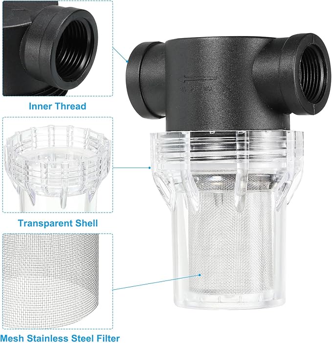 PATIKIL 3/4 Inch Water Pump Strainer Filter, Pipe Water Pump Strainer with 40 Mesh Stainless Steel Filter Screen for Irrigation Garden