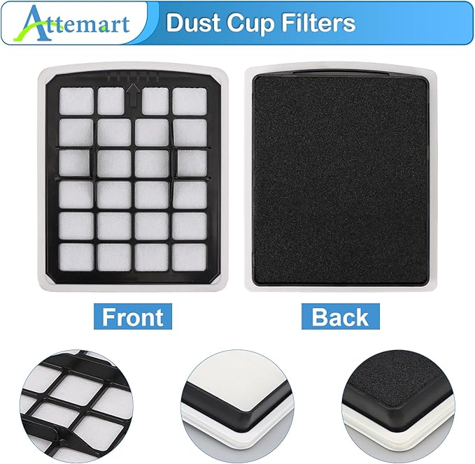 Replacment Filter Compatible with Eureka NEN186BL NEN180 Bagless Canister Vacuum Cleaner Replacement Parts, 2 Filters & 2 Dust Cup Filters Element, 4 Pack - AquaVibe
