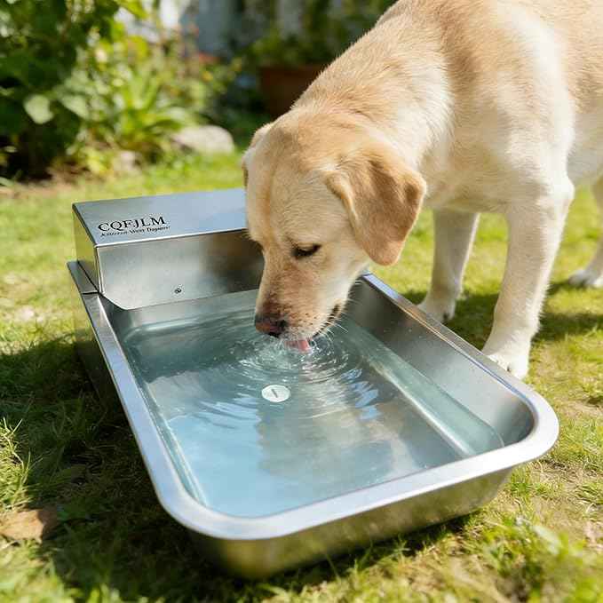 Automatic Dog Water Dispenser 3-Gallon Stainless Steel Outdoor Drinking Bowl for Large Dogs, Self-Filling Water Bowl with Filter Mesh to Filter Leaves and Other Debris(11L-B)